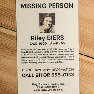 Twilight: Riley Biers Missing Person Poster