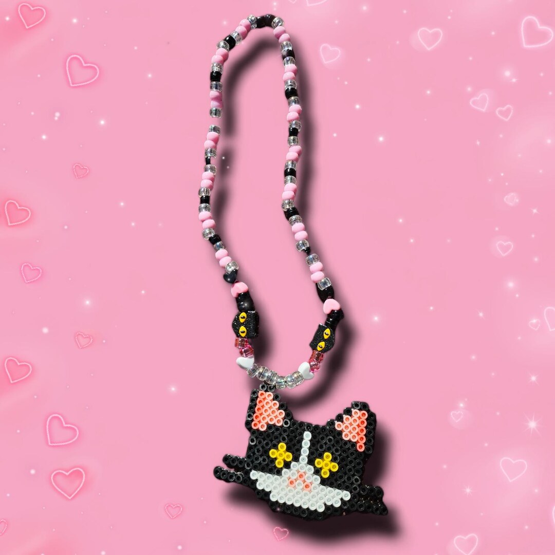 Black Cat Perler Necklace - Etsy