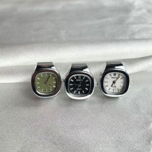 Silver Mini Ring Watch - Vintage Watch Ring - Alloy couple watch - Elastic Ring Watch - Square Ring Watch - Christmas Gift -Y2K Finger Ring