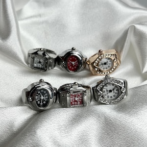 Vintage Punk Finger Watch Set-Watch Ring For Men Women-Mini Elastic Strap Alloy Watches-Y2K Finger Ring-Vintage DiscWatch-Alloy couple watch