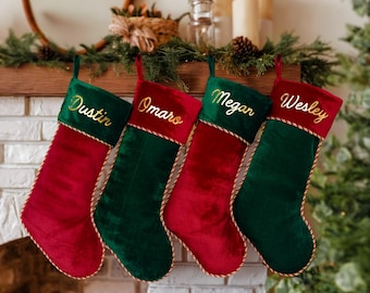 Custom Velvet 2026 Christmas Stockings with Name Holiday Stocking Set Family Christmas Ornament