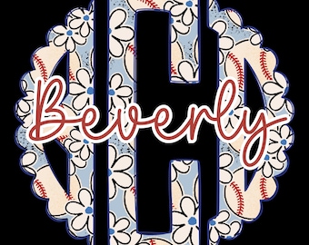 Archivo PNG de monograma festoneado de béisbol