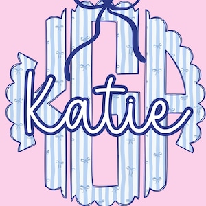 Scalloped Coquette Bow Monogram PNG File