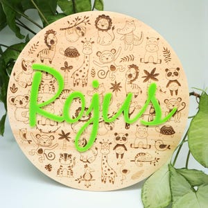 Custom Name Sign | Personalized Wooden Baby Room Decor with Animals | Kinderzimmer Name Schild Holz mit Tieren |Nameplate | Nursery Wall Art