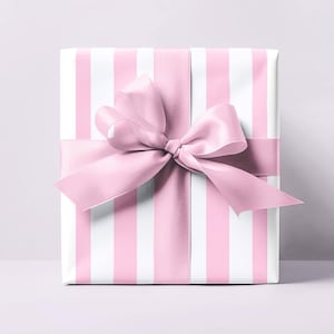 Pink Striped Wrapping Paper – Classic Pink and White Stripe Gift Wrap for Birthdays, Baby Showers and Holidays – Elegant Versatile Gift Wrap