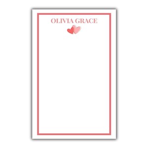 Blocco note personalizzato per San Valentino / Design personalizzato a forma di cuore / XOXO, biglietti d'amore o nome / Regalo di cancelleria da 5,5" x 8,5"