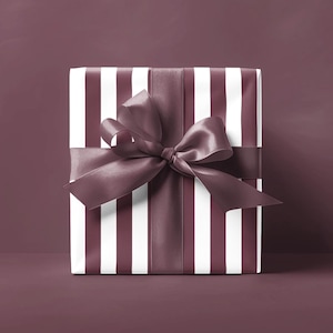 Burgundy Striped Wrapping Paper Birthday Gift Wrap Holiday Wrapping Paper Elegant & Classic Gift Wrap