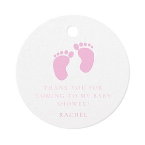 Personalisierte rosa Baby Füße Babyparty Geschenkanhänger - benutzerdefinierte Dankeschön Tags für Mädchen - Set von 25