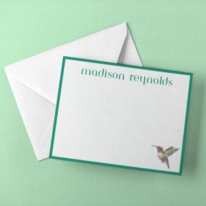 Coffret de 10 cartes de papeterie personnalisées avec enveloppes | Cartes de correspondance personnalisées Colibri | Anniversaire et mariage Merci