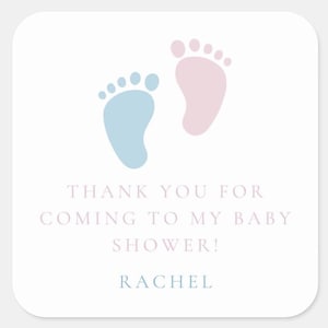 Personalisierte Rosa & Blaue Baby Füße Aufkleber - Benutzerdefinierte Danke Aufkleber für Babyparty - Set von 12 oder 24