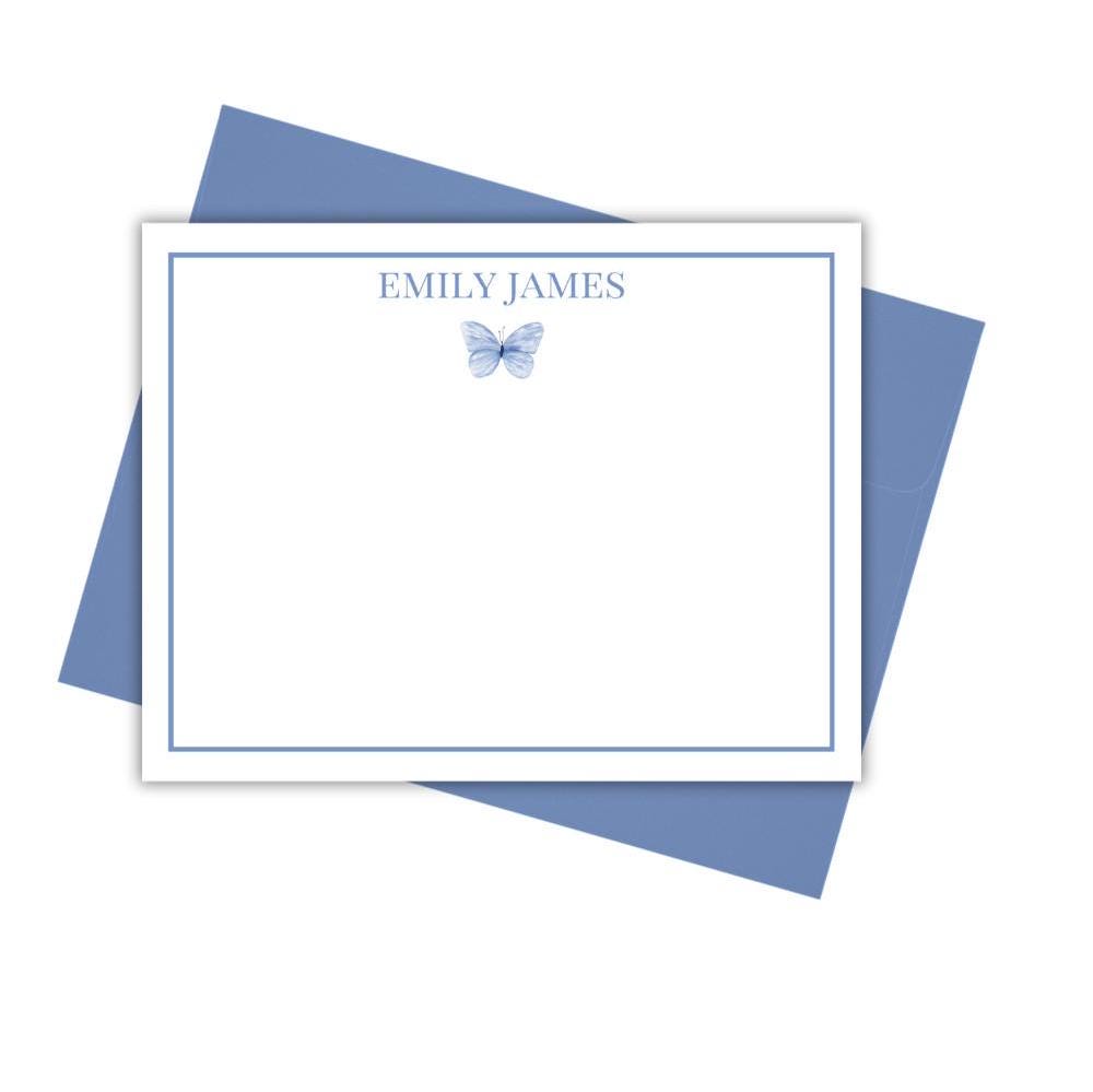 Personalized Butterfly Stationery Set - Pink or Blue Custom Notecards ...