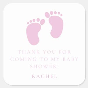Personalisierte Rosa Baby Füße Aufkleber - Benutzerdefinierte Danke Aufkleber für die Babyparty von Mädchen - Set von 12 oder 24