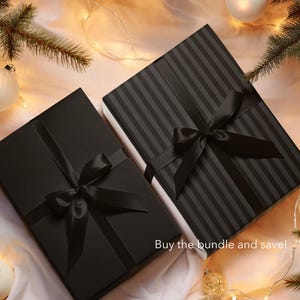 Pacchetto di carta da regalo nera – Set di 2 rotoli di carta da regalo per le feste con strisce nere e nere classiche