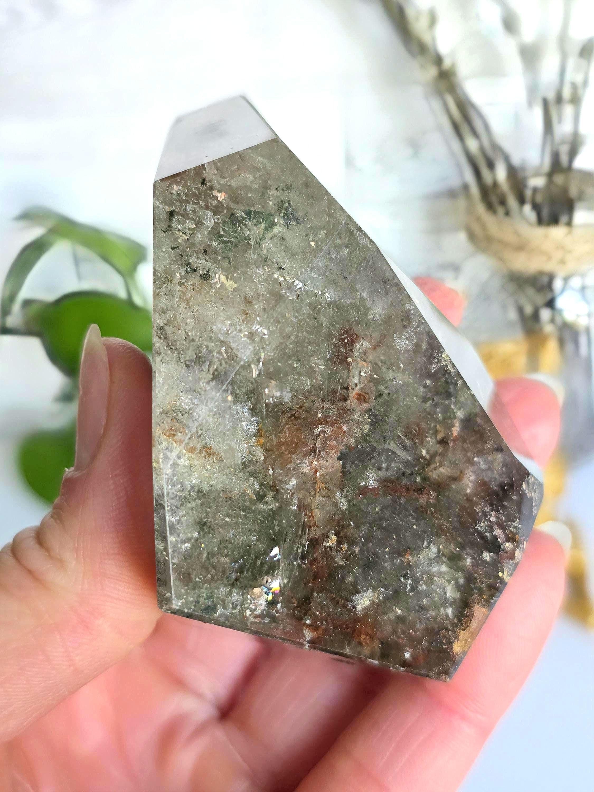 Garden Quartz Freeform Crystal, Rainbow Lodolite Inclusion - Etsy