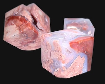 Cubo druzy de ágata de algodón de azúcar rosa • Sanación con cristales brillantes