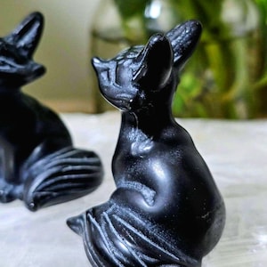 Crystal fox carving for grounding and protection