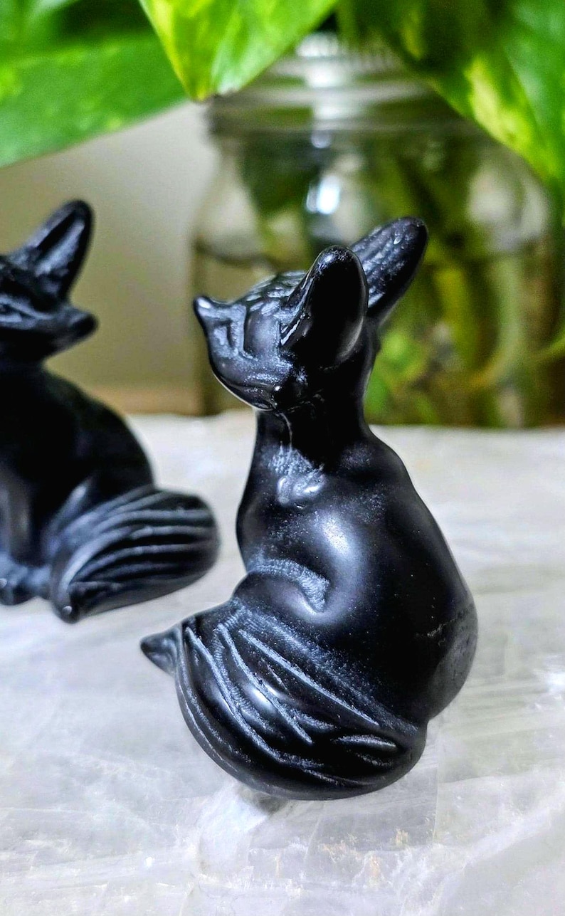 Crystal fox carving for grounding and protection