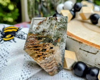 Garden Quartz Freeform Crystal, Lodolite Scenic Inclusion Stone, Nature Decor