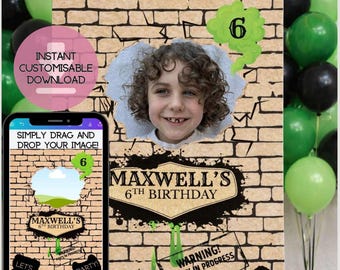 Monster Fuggler Box Inspired Birthday Party Sign: Customisable Photo Board (Digital Download)