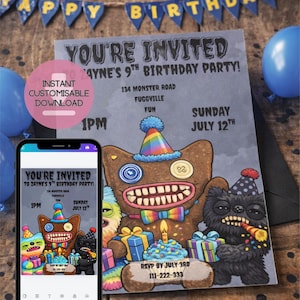 Inbjudan till Fuggly Monster Pool-födelsedagsfest: Barnfödelsedag (digital nedladdning)