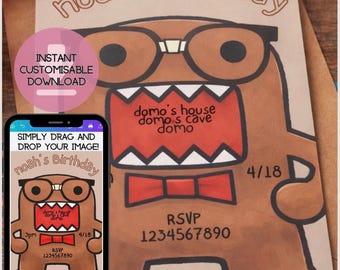 Dom Cave Monster Birthday Invitation (Digital Download) – Customisable Party Invite