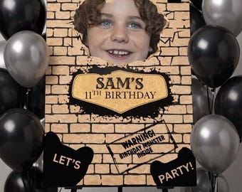 パーソナライズされた子供向けのフグラーボックス風バナーサイン、誕生日パーティーポスター
