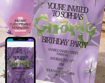 K-Pop Disco Gnaarly Digital Invitation Download Customisable Personalised Party Invitation