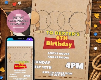 Slinky Toy Personalised Party Invitation: Kids Birthday (Digital Download)