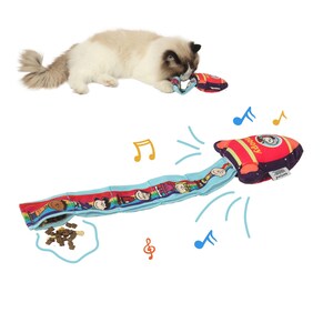 Snoopy Rocket Plush Pet Toy with Crinkle Paper Catnip Squeaker and Treat Pocket – Dog Cat Enrichment Gift for Birthday or Holiday