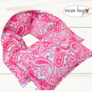 Sending A Hug Microwave Heating Pad Set, Warm Hug Neck Wrap, Massage Spa Relaxation Comfort Gift, Pink Blue Paisley, Hot or Cold Therapy