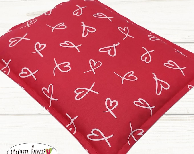 Red Heart Microwave Heating Pad 9 x 11, Spa Massage Relaxation Gift, Muscle Pain Relief, Corn Bag, Love Warm Hugs