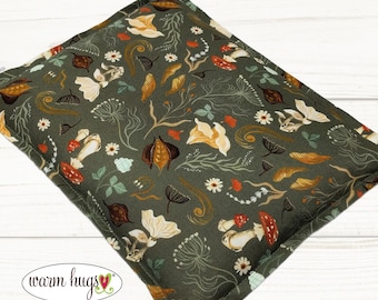 Microwave Corn Heating Pad 9x11, Warm Hugs Heat Packs for Migraine Headache Sinus Pressure, Muscle Pain Relief, Mushroom Forest