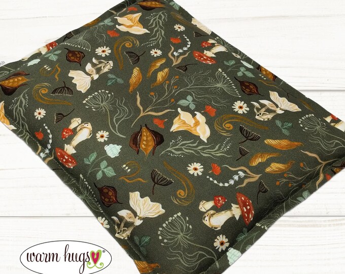 Microwave Corn Heating Pad 9x11, Warm Hugs Heat Packs for Migraine Headache Sinus Pressure, Muscle Pain Relief, Mushroom Forest