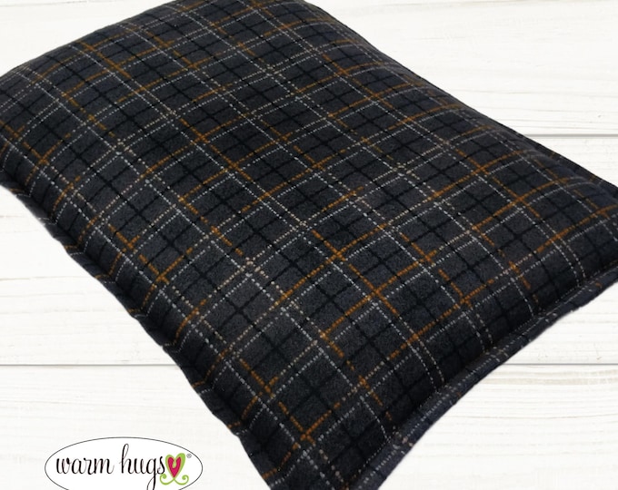 Large Soft Flannel Warm Hug Microwave Heating Pad 10x14, Bed Warmer, Relaxation Gift, Hot or Cold Corn Bag, Black Brown White Gray