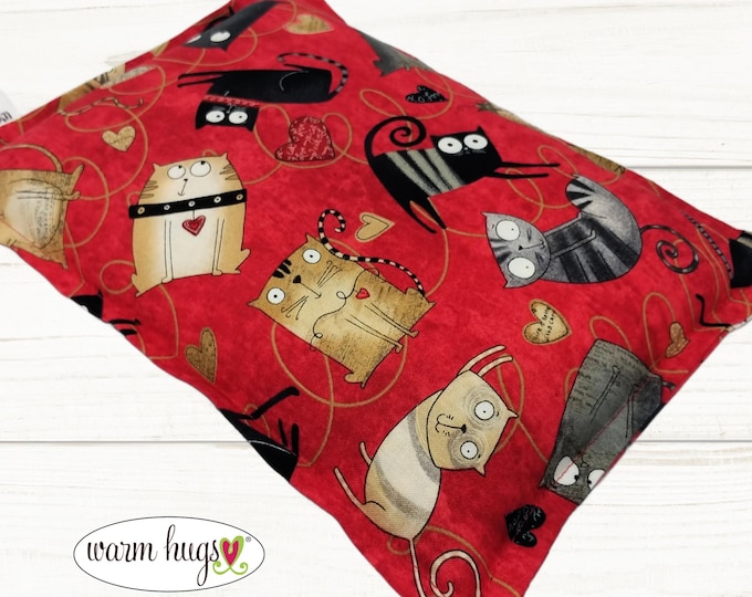 Microwave Corn Heating Pad 7x10, Heat Pack, Migraines, Muscle Aches, Workout Heat or Ice Pack, Massage Relaxation, Cramps, Cats and Hearts