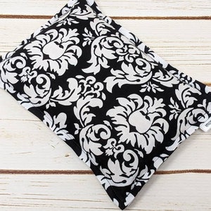 Warm Hug Microwave Heating Pad, Corn Heat Pack , Migraines, Muscle Aches, Workout Heat Pack, Massage Relaxation Gift Black and White Damask image 1