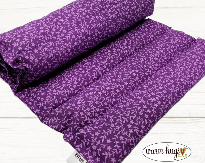 Lumbar Heating Pad 11x18, Microwave Corn Bag, Arthritis Heat Pack, Relaxation Muscle Aches, Heat Massage, Cramps Back Pain, Purple Vines