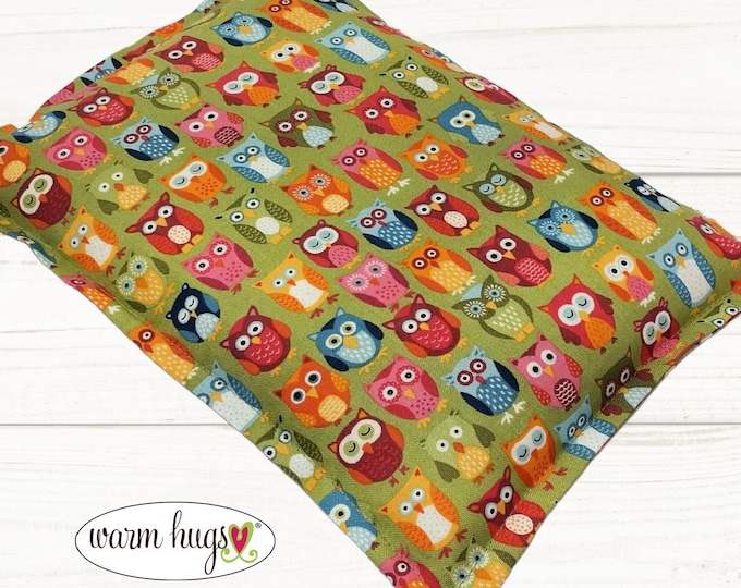 Owl Microwave Corn Heating Pad 7x10, Heat Pack, Migraines, Muscle Aches, Workout Heat or Ice Pack, Massage Relaxation, Cramps