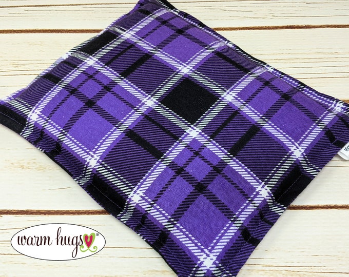 Flannel Microwave Corn Heating Pad 9x11, Warm Hugs Heat Packs, Migraine Sinus Pressure, Muscle Pain Relief, Dorm Room, Purple Plaid