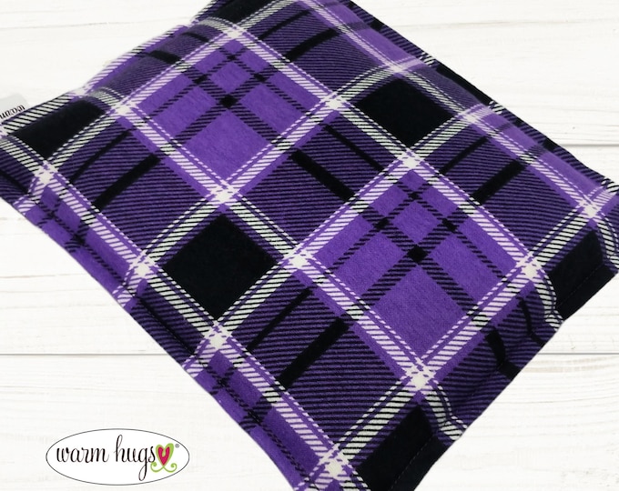 Flannel Microwave Corn Heating Pad 9x11, Warm Hugs Heat Packs, Migraine Sinus Pressure, Muscle Pain Relief, Dorm Room, Purple Plaid