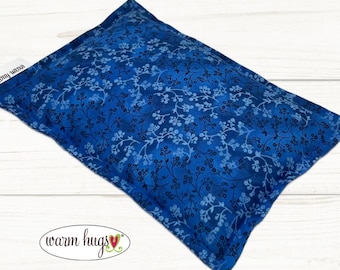 Microwave Heating Pad 7x10, Blue Floral Corn Bag, Lap Warmer