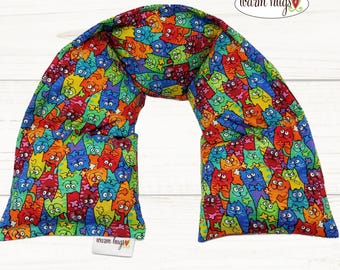 Warm Hugs Wrap Cat Heating Pad, Heated Neck Wrap, Microwave Heat pack, Corn Bags, Hot Cold Therapy, Spa Relaxation, Massage Neck Pain Relief