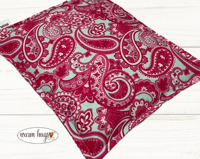 Microwave Corn Heating Pad 9x11, Heat Pack, Migraines, Muscle Aches, Workout Heat Pack, Massage Relaxation, Cramps, Blue Pink Paisley