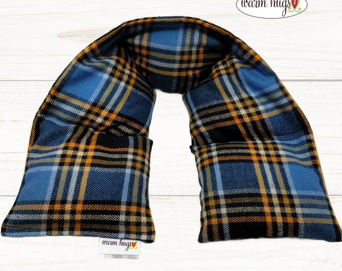 Wider XL Plaid Flannel Microwave Neck Heating Pad 6x30, Heated Neck Wrap, Heat Pack, Corn Bag, Hot Cold Stress Relief