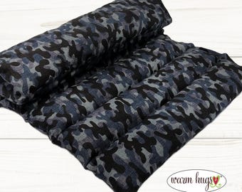 Warm Hug Gray Camo Microwave Heating Pad Corn Bag, Relaxation Heat, Muscle Aches, Lumbar Heat Massage, Back Pain Relief, Dorm Room, 11x18