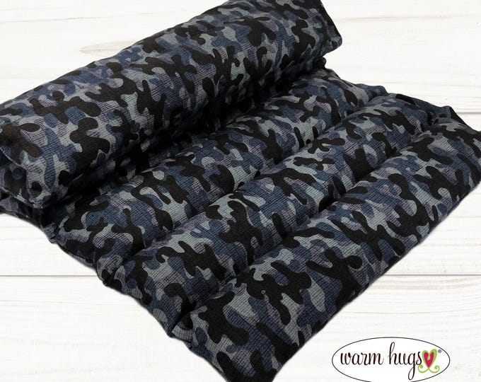 Warm Hug Gray Camo Microwave Heating Pad Corn Bag, Relaxation Heat, Muscle Aches, Lumbar Heat Massage, Back Pain Relief, Dorm Room, 11x18