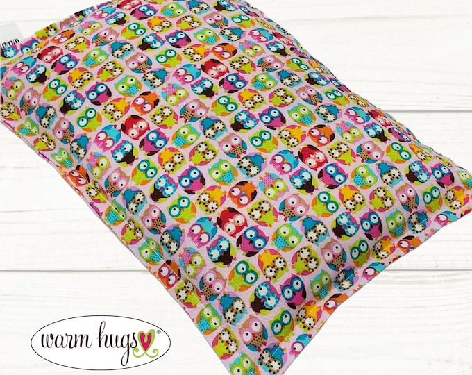 Microwave Corn Heating Pad 7x10, Heat Pack, Migraines, Muscle Aches, Workout Heat Pack, Massage Relaxation, Cramps, Pink Owls