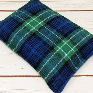 Microwave Flannel Heated Neck Wrap, Corn Bag Heating Pad, Stress Relief Warm Hug, Muscle Pain, Comfort Gift, Blue Green Plaid image 3
