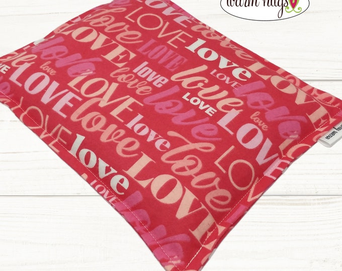 Warm Hugs Love Flannel Corn Heating Pad 9 x 11, Corn Bags, Microwave Heat Pack, Hot Cold Therapy Relaxation Pillow