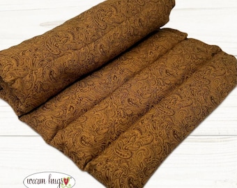 Heating Pad Microwave Corn Bag Wrap 11x18, Cramp Heat Pack, Relaxation Hug, Muscle Aches, Heat Massage, Back Pain, Brown Paisley